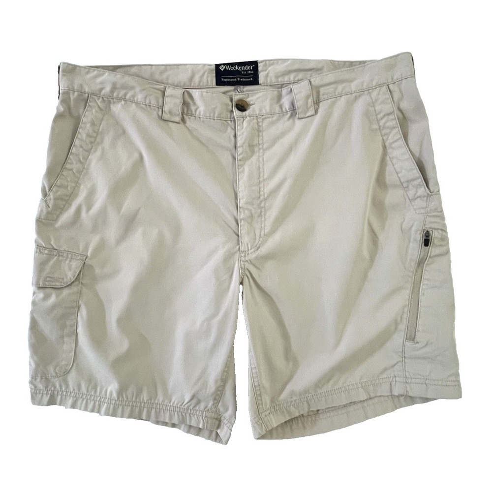 Weekender Mens Cargo Shorts Size 42 Beige Outdoor Hiking Casual Utility 6 Pocket